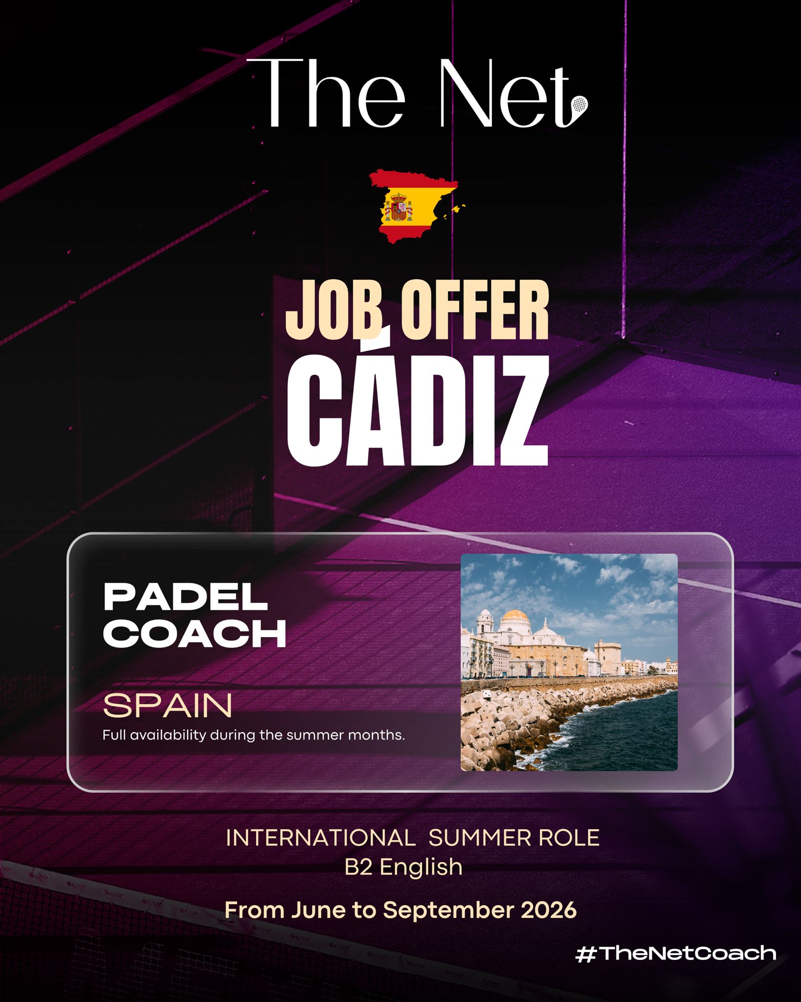 Job opportunity at G4 Padel Academy in Conil de la Frontera, Spain